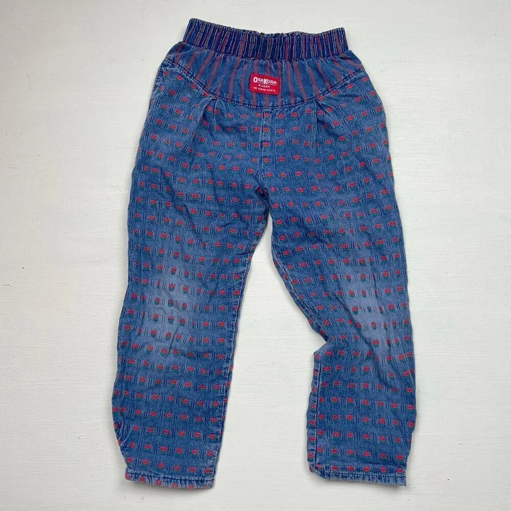 vintage oshkosh b'gosh  girls jeans denim jogger style pants embroidered